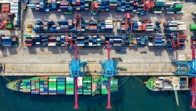birds eye view photo of freight containers