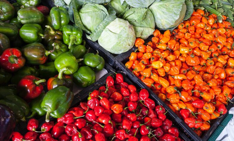 assorted vegetable store displays